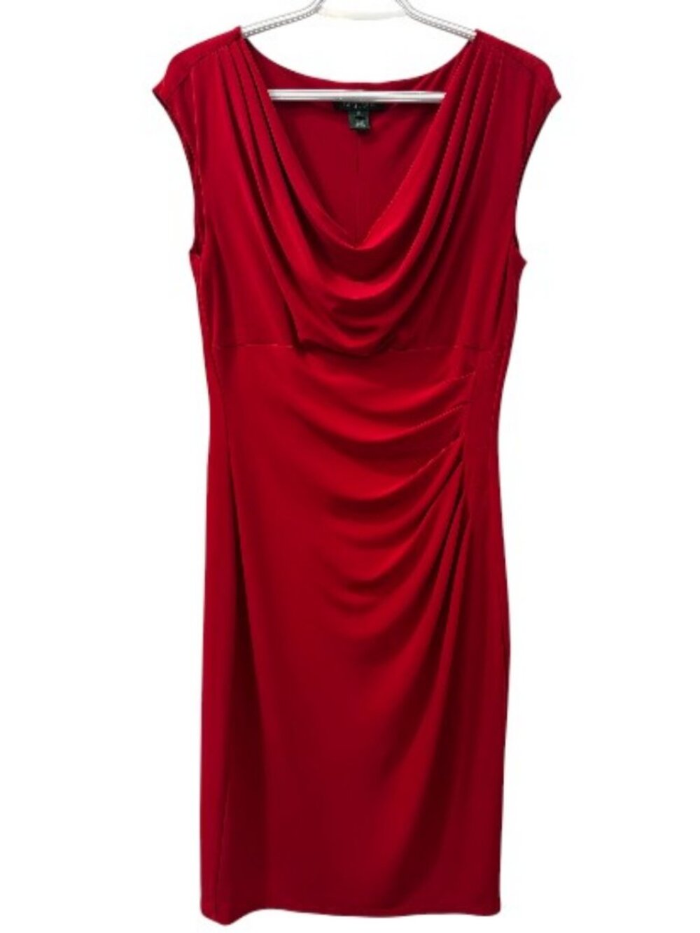 Lauren Ralph Lauren cowl neck sheath dress red women's size 10 - Picture 2 of 5